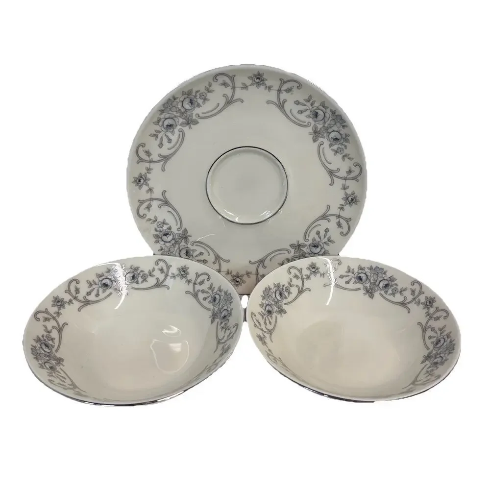 Vintage Johann Haviland Rhineland Pattern Bavaria 3pc Set Saucer & Fruit Bowls